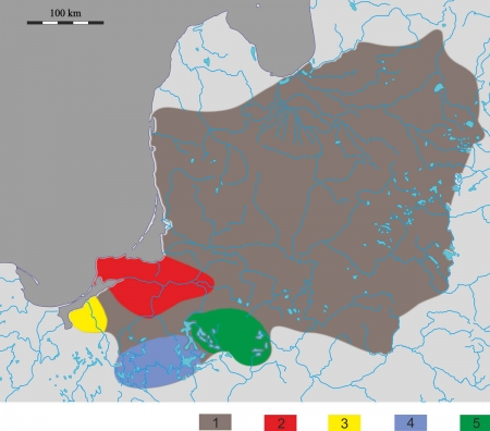 Ziemie bałtyjskie w późnym Okresie Wędrówek Ludów; według A. Bitner-Wróblewskiej
